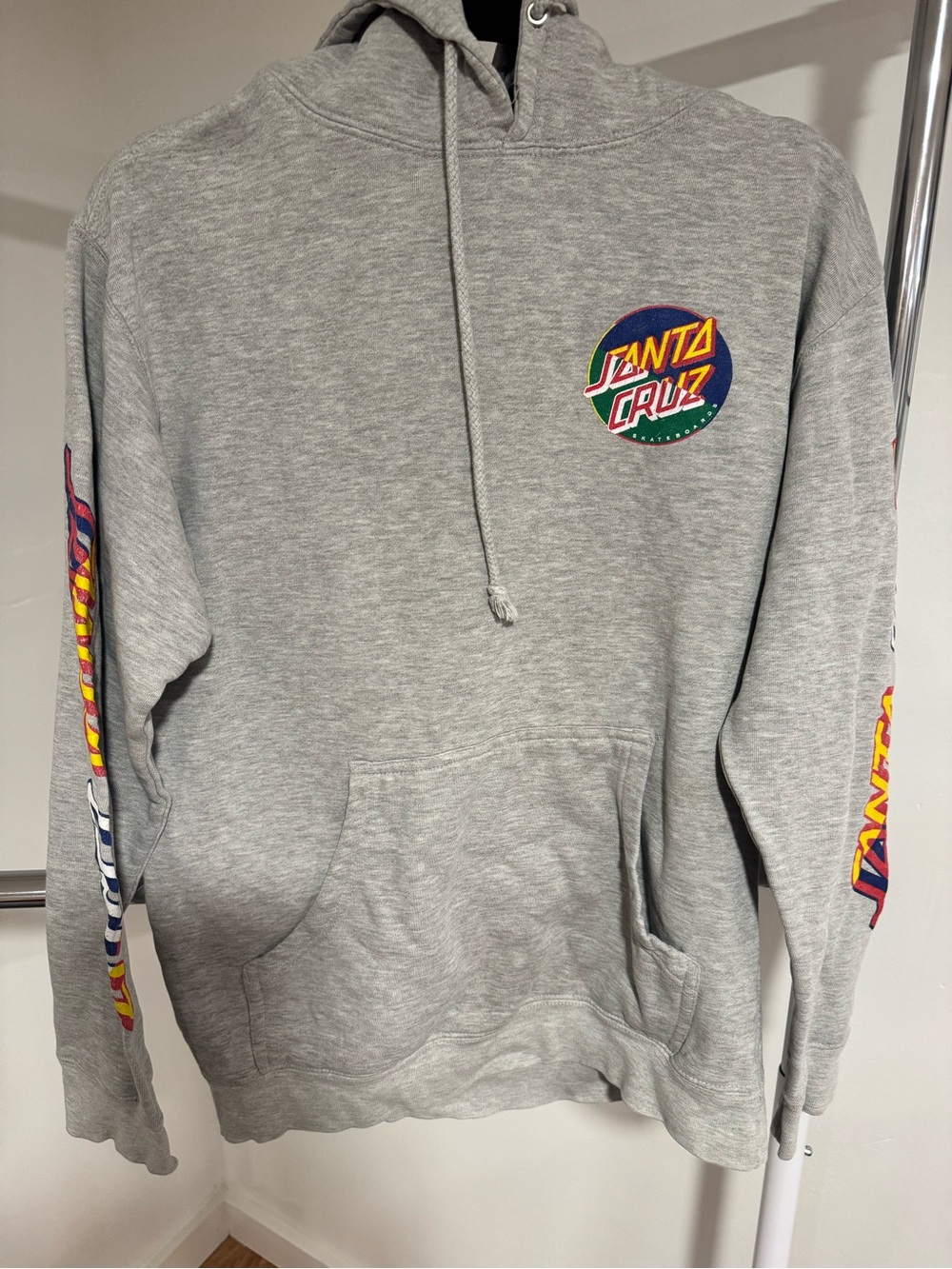 Santa Cruz Skateboards Gray Hoodie with Multicolor Logo